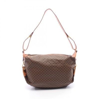 セリーヌ CELINE マカダム ショルダーバッグ バッグ PVCコーティングキャンバス レザー レディース ブラウン系 【中古】