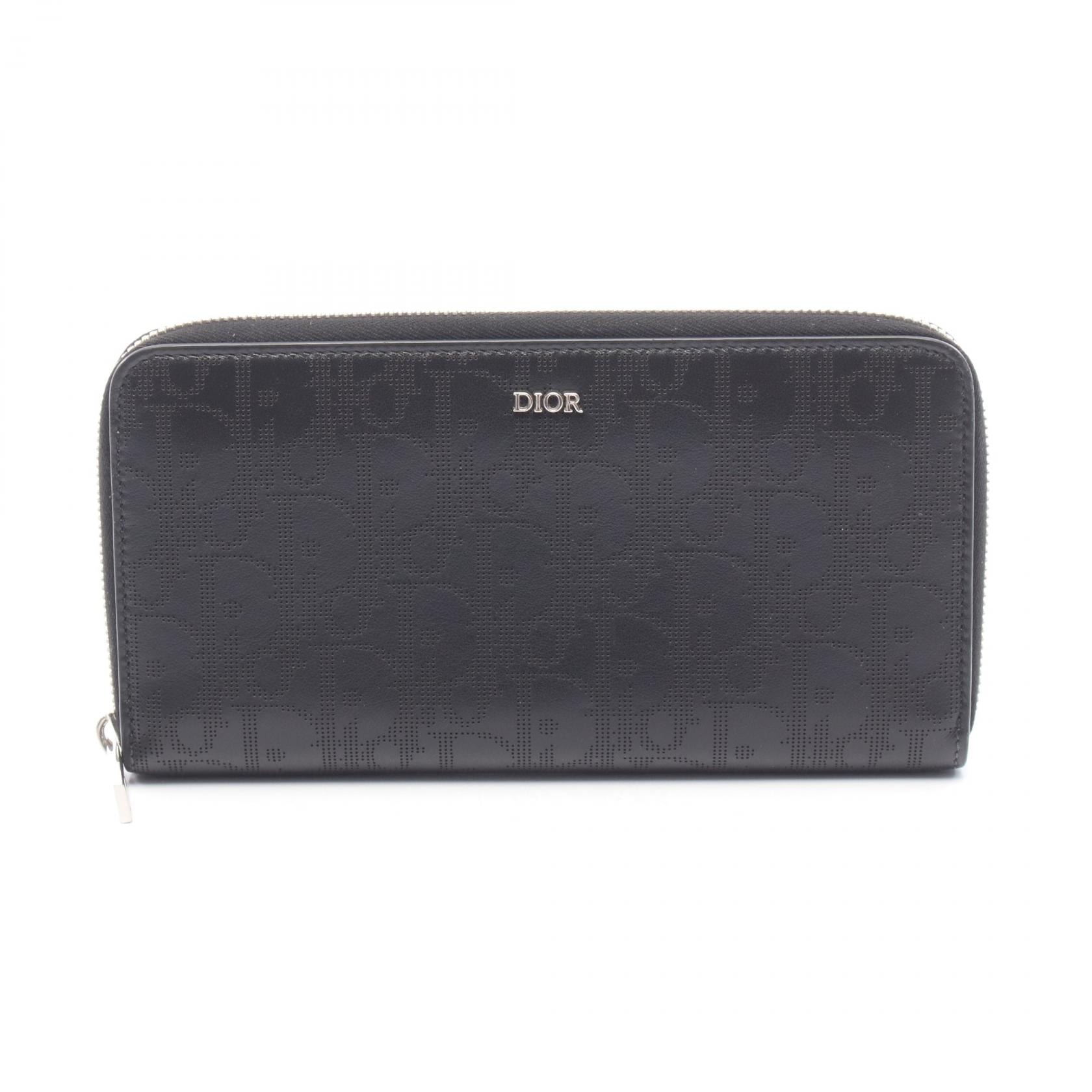ディオール Dior オブリーク ギャラクシー ラウンド長財布 財布 レザー メンズ ブラック系 【中古】