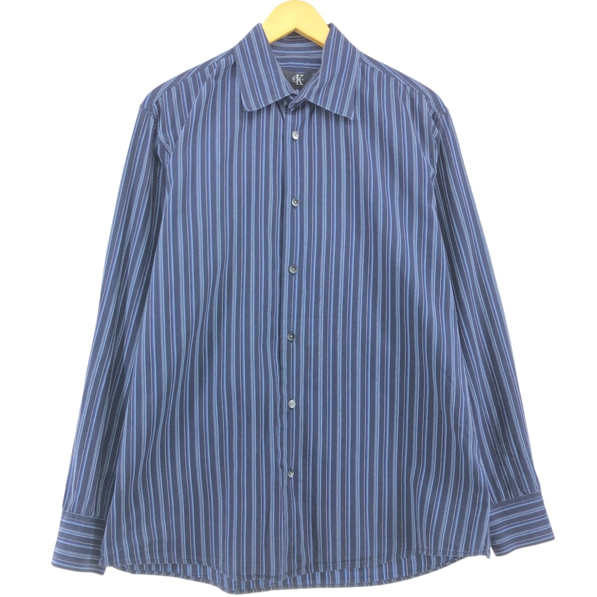 古着 90~00年代 カルバンクライン Calvin klein 長袖 コットンストライプシャツ メンズL相当 ヴィンテージ/eaa557719