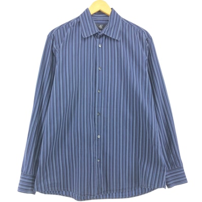 古着 90~00年代 カルバンクライン Calvin klein 長袖 コットンストライプシャツ メンズL相当 ヴィンテージ/eaa557719