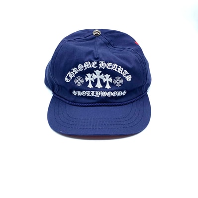 Chrome Hearts Gas Station King Taco 3 Cemetery Cross Trucker Cap "Navy"