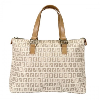 FENDI フェンディ トートバッグ ズッキーノ FFロゴ 8BH138 キャンバス ベージュ ゴールド金具 レディース【中古品】