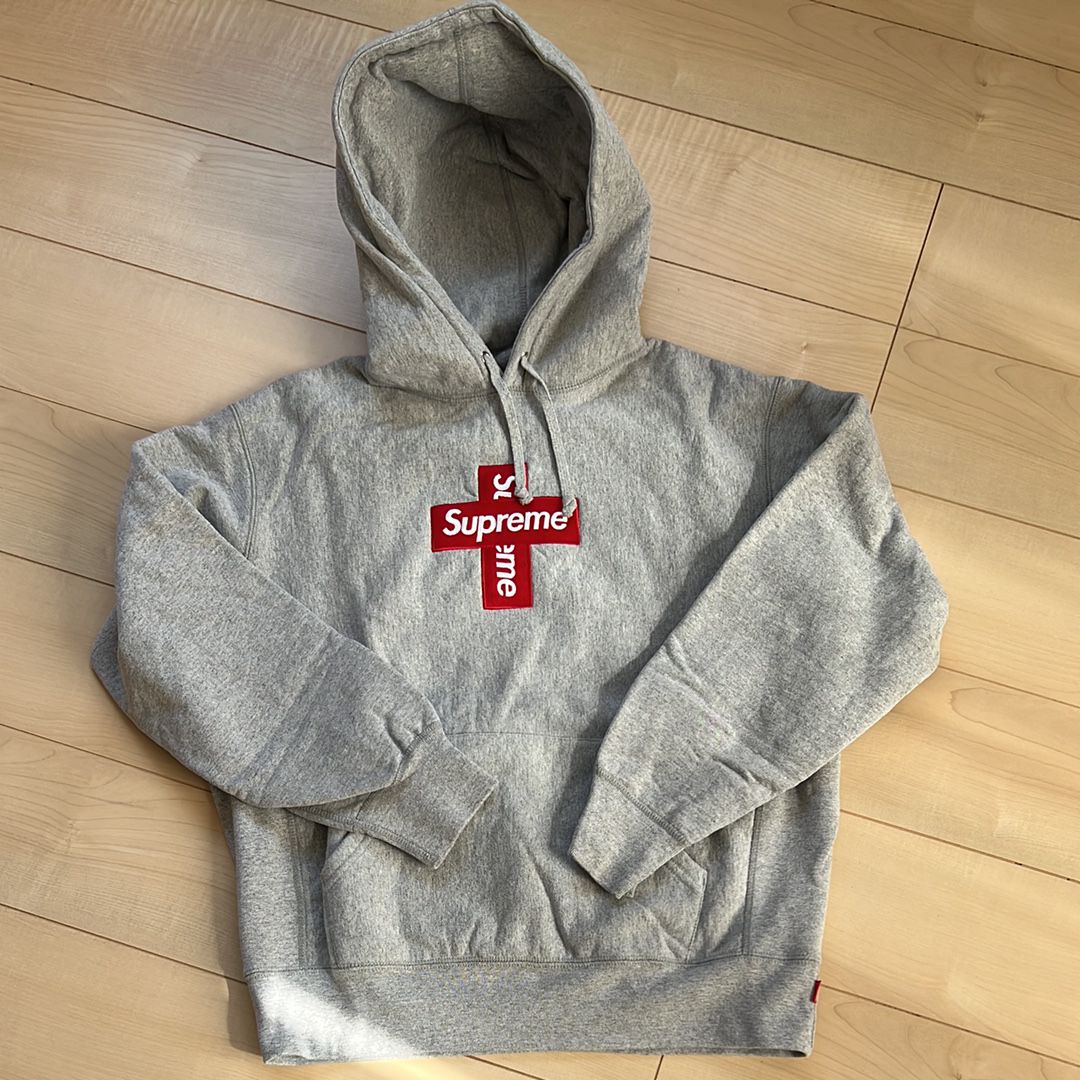 Supreme Cross Box Logo Hooded Sweatshirt "Grey"