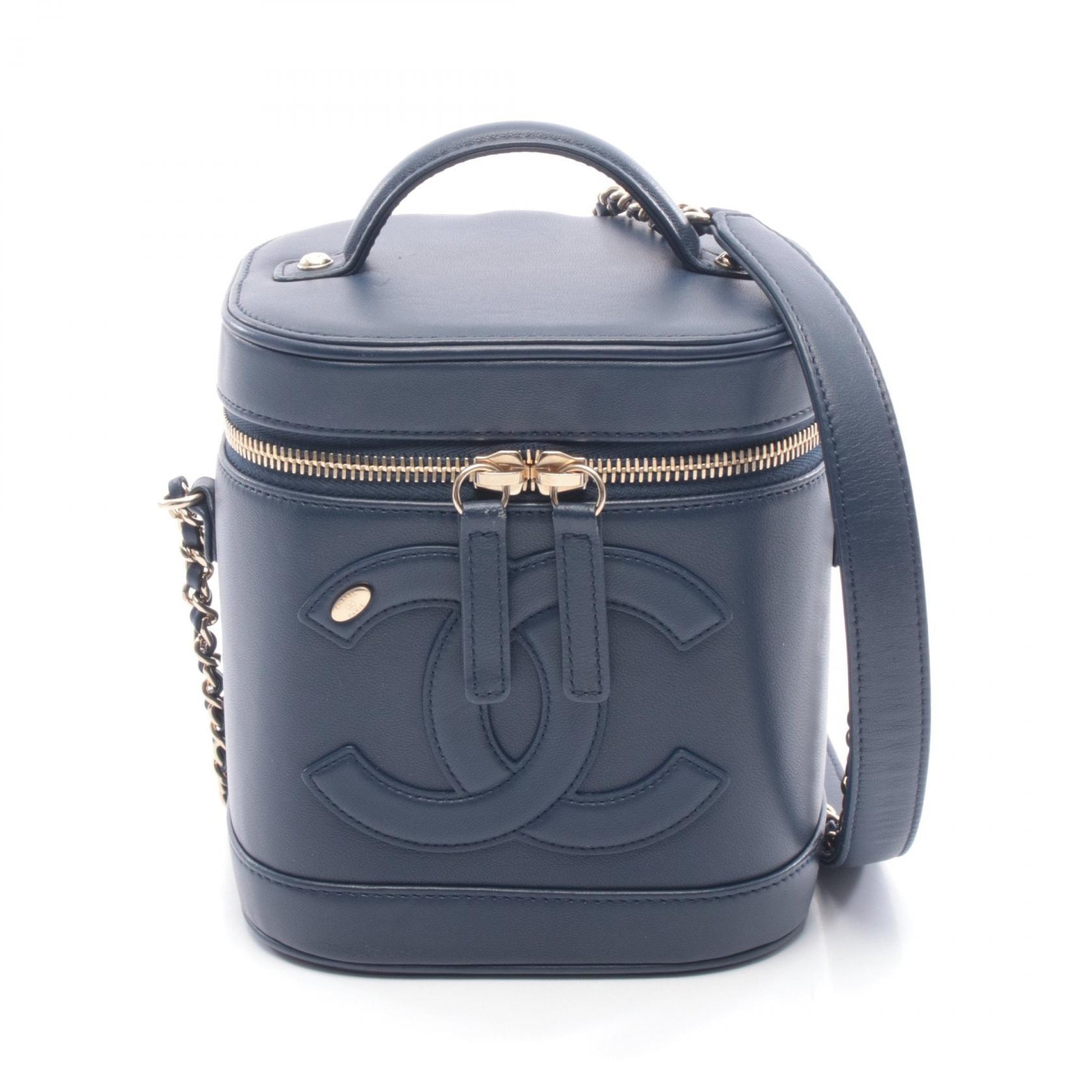 シャネル CHANEL ココマーク ハンドバッグ バッグ ラムスキン(羊革) レディース ネイビー系 AS0323 【中古】