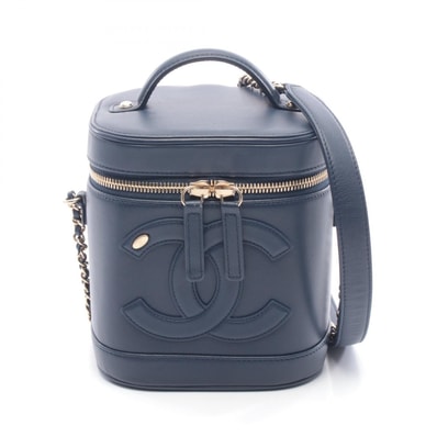 シャネル CHANEL ココマーク ハンドバッグ バッグ ラムスキン(羊革) レディース ネイビー系 AS0323 【中古】