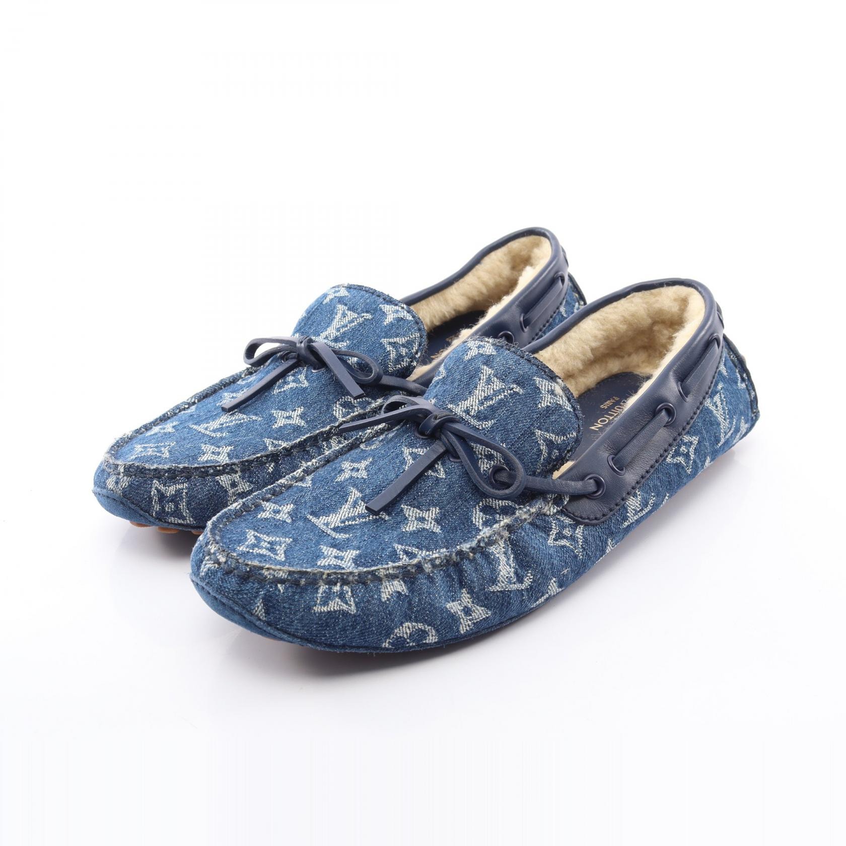 ルイ・ヴィトン LOUIS VUITTON アリゾナライン モノグラムデニム モカシン 靴 デニム レザー メンズ ブルー系 【中古】