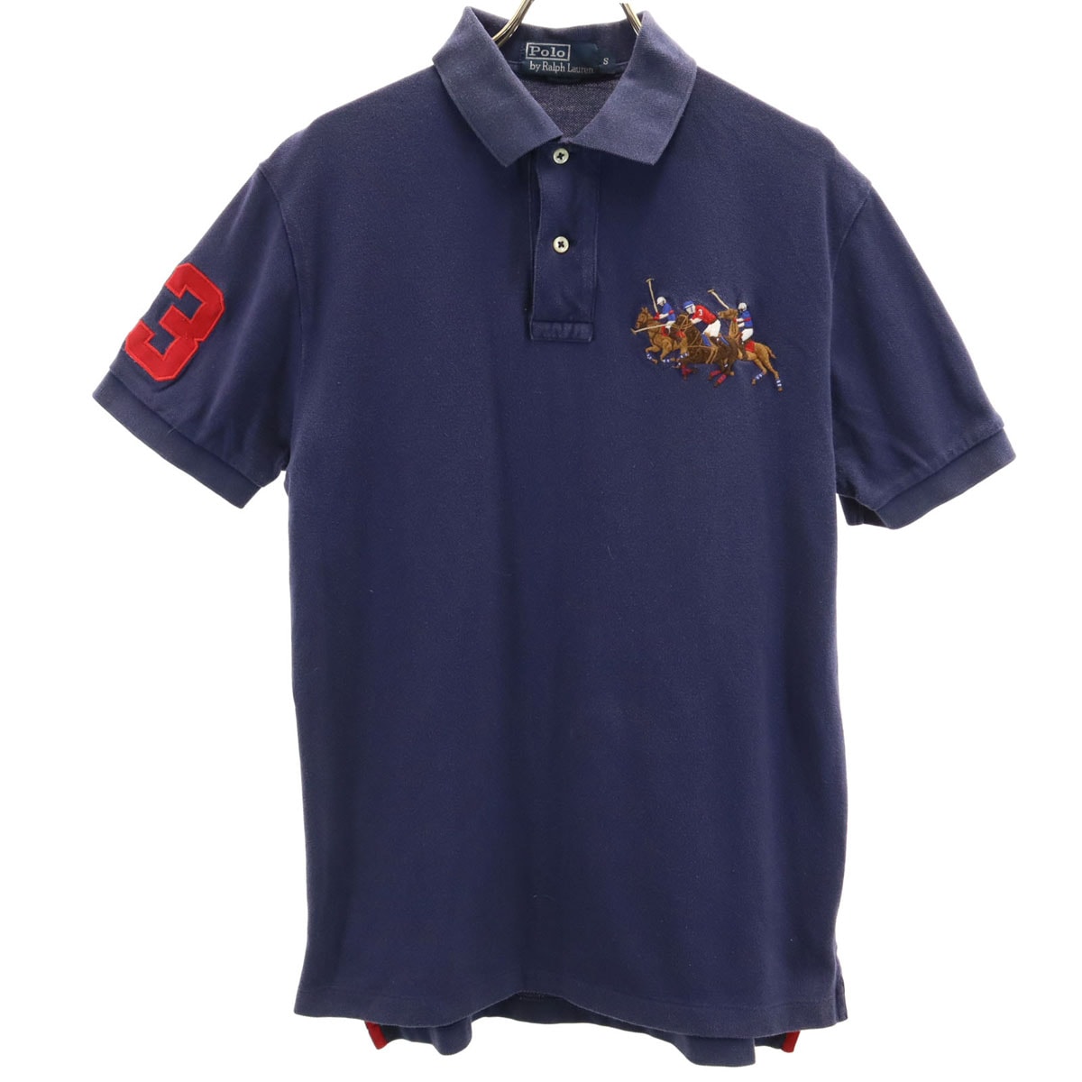 Polo by Ralph Lauren ポロバイラルフローレン トリプルポニー刺繍 半袖 ポロシャツ S ネイビー