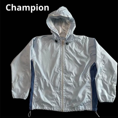 Championチャンピオン ナイロンジャケット ライトブルー M メッシュ裏地