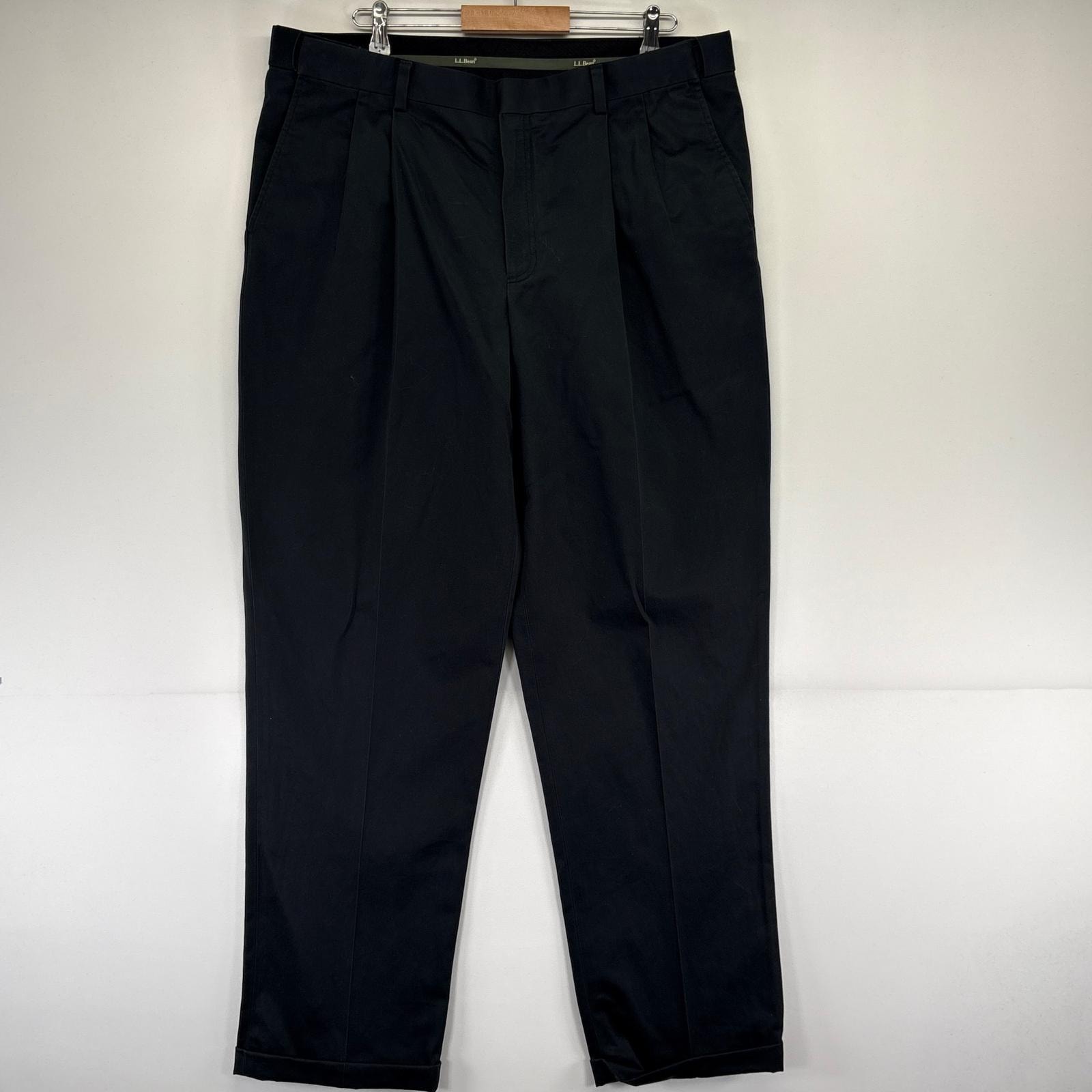 古着 エルエルビーン L.L.Bean パンツ 2タック スラックス アジャスター付き w40 ブラック系 メンズ