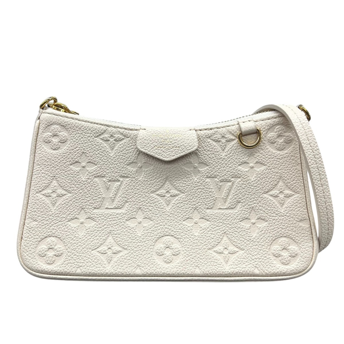 LOUIS VUITTON 極美品 ルイヴィトン 22SS イージーポーチ モノグラムアンプラント クレーム ショルダーバッグ M81066 RFID確認済 レザー アイボリー クロスボディ セミショルダ ワンショルダーバッグ ヴィトン Aランク 鑑定済 中古