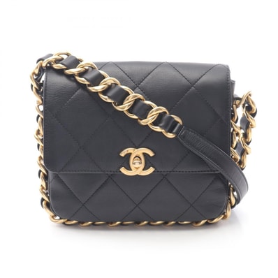 シャネル CHANEL マトラッセ スモール フラップ ショルダーバッグ バッグ ラムスキン(羊革) レディース ブラック系 AS2831 【中古】