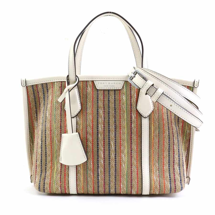 トリーバーチ Tory Burch ハンドバッグ ショルダーバッグ ラフィア/レザー マルチカラー レディース【中古】 h30612k