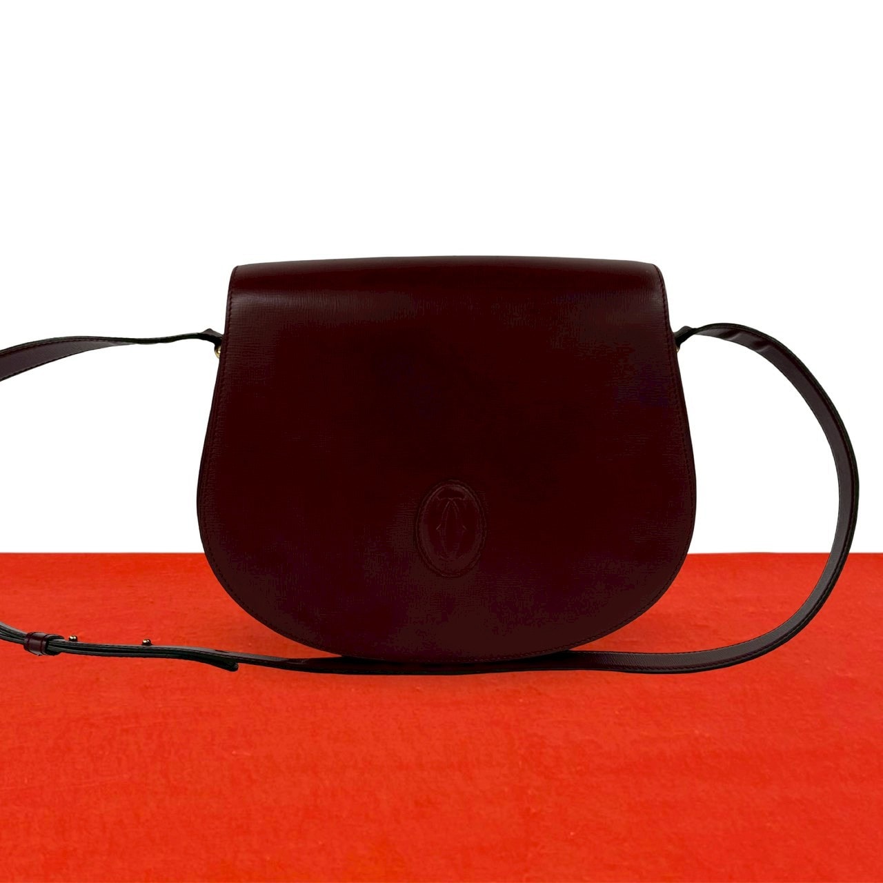 CARTIER カルティエ マストライン ロゴ レザー ショルダーバッグ ワインレッド
 2942e