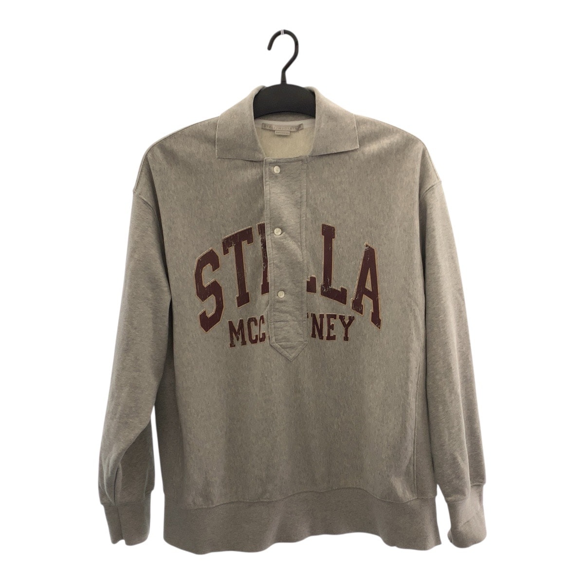 美品 Stella McCartney ステラマッカートニー プリントロゴ サイズS グレー レッド コットン ポロシャツ スウェットシャツ Y504598 【中古】