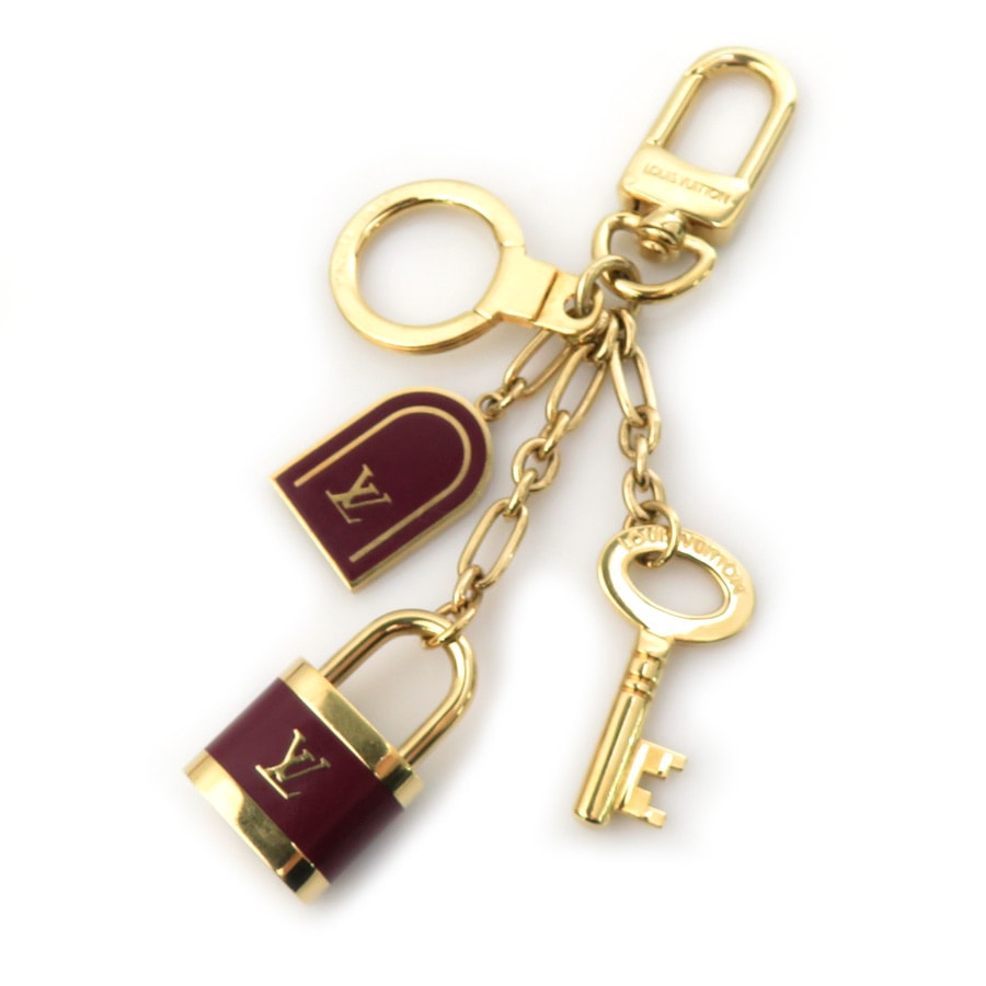 エルメス HERMES チャーム キーリング ポルトクレ LV ファセット メタル/エナメル ゴールド/ボルドー レディース M60073【中古】 e61678a