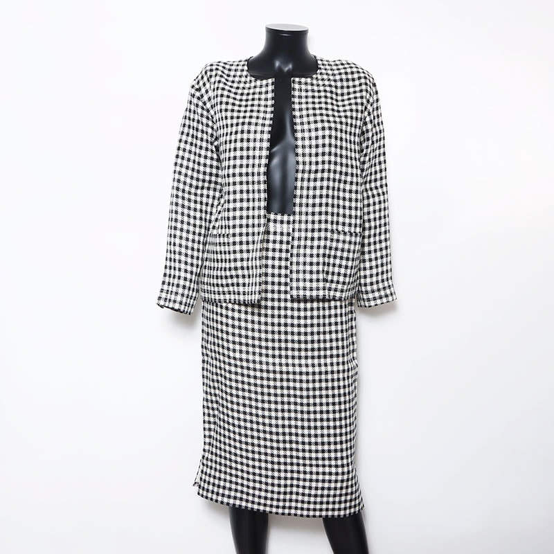 シャネル CHANEL 80s ギンガムチェック ココボタン Size:38 セットアップ【中古】