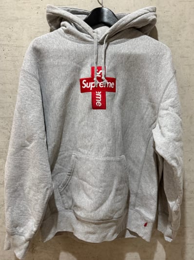 Supreme Cross Box Logo Hooded Sweatshirt "Grey"