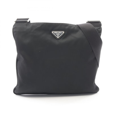 プラダ PRADA トライアングルロゴ ショルダーバッグ バッグ ナイロン メンズ レディース ブラック系 【中古】