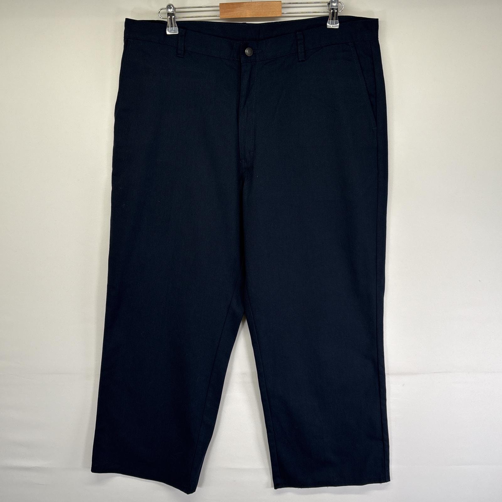 古着 ディッキーズ Dickies ワークパンツ チノパン ジッパーフライ 作業着 センタープレス w38 L32  ネイビー メンズ