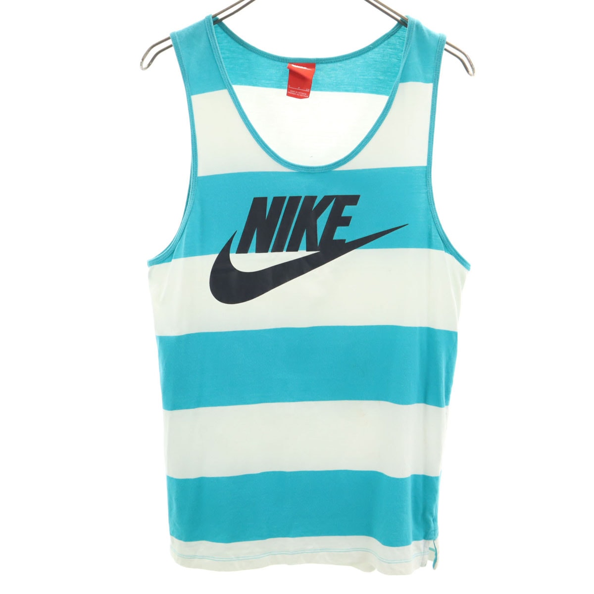 NIKE ナイキ ボーダー柄 タンクトップ S ターコイズ