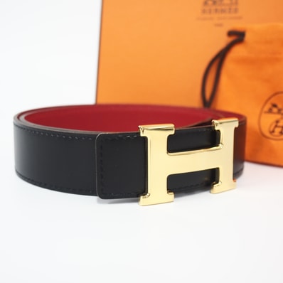 極美品 HERMES エルメス コンスタンス Hベルト リバーシブル 76 - ベルト ブラック レッド ゴールド カーフレザー メンズ