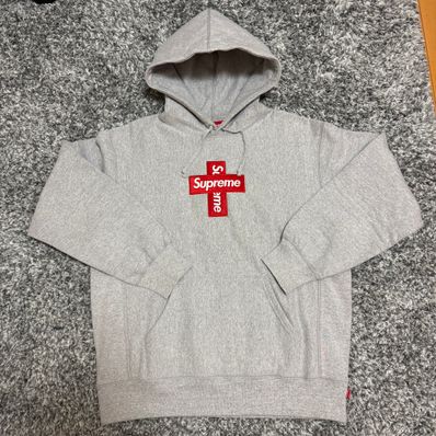 Supreme Cross Box Logo Hooded Sweatshirt "Grey"