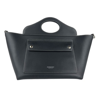 バーバリー BURBERRY ハンドバッグ ショルダーバッグ レザー ブラック シルバー レディース【中古】 z7818