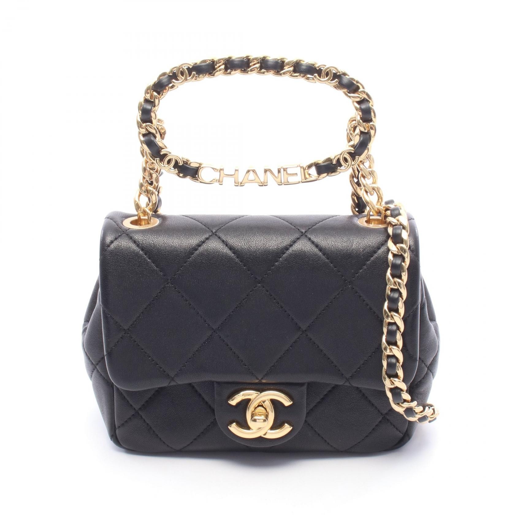 シャネル CHANEL ミニマトラッセ トップハンドル ショルダーバッグ バッグ ラムスキン(羊革) レディース ブラック系 【中古】
