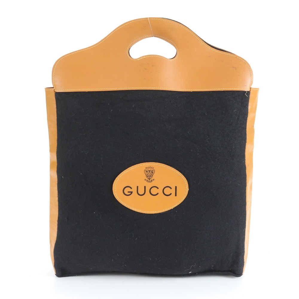 ■美品 グッチ ウールトート バッグ レザー×キャンバス