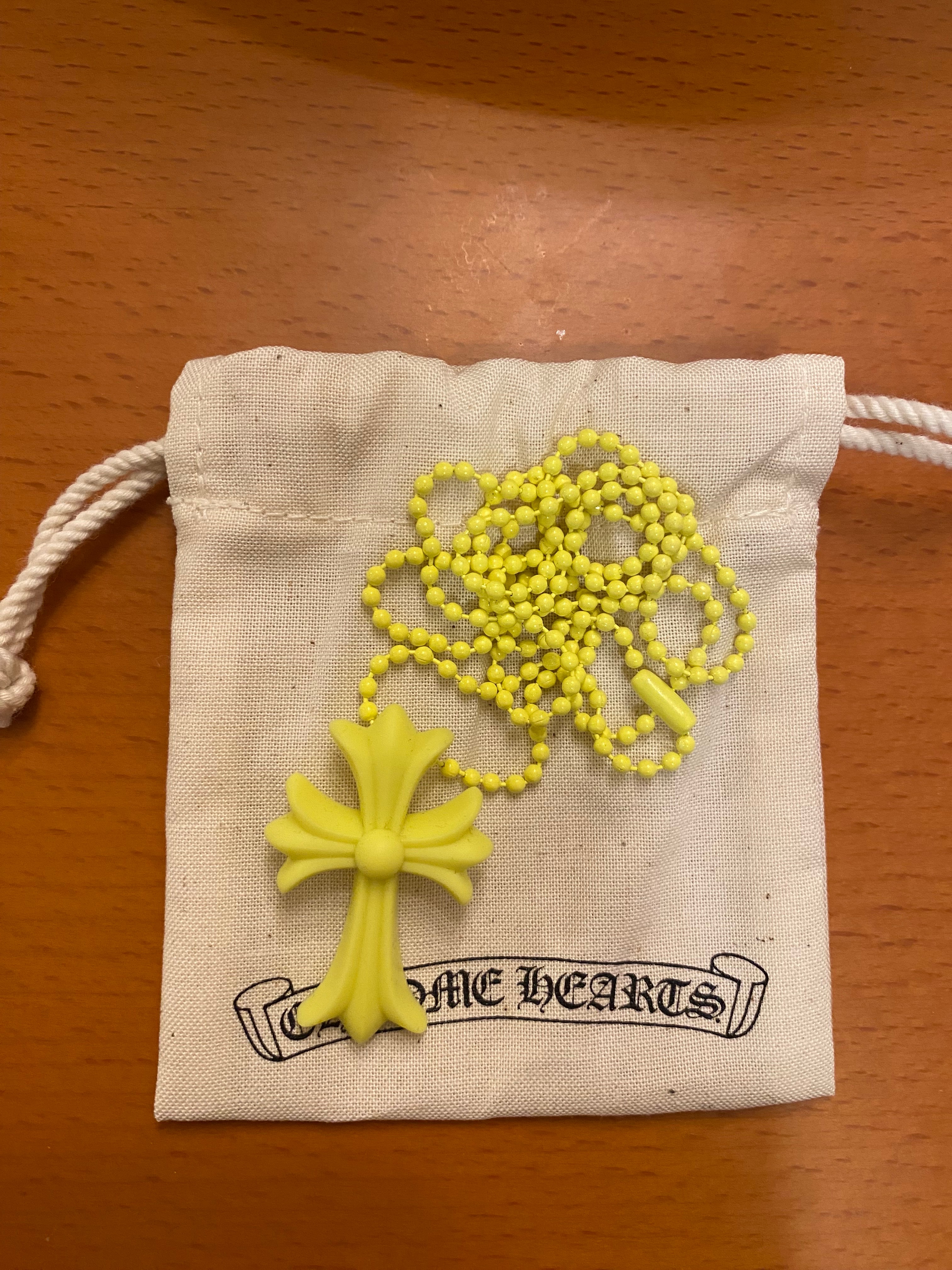 Chrome Hearts Rubber Small CH Cross Silicon Necklace "Yellow"