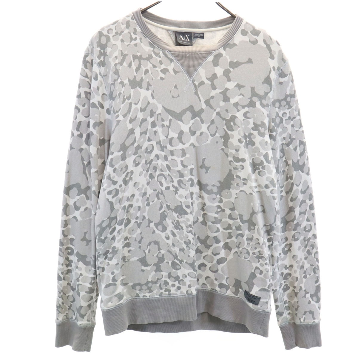 ARMANI EXCHANGE アルマーニエクスチェンジ 総柄 長袖 スウェット トレーナー M グレー系