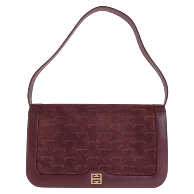 美品 GIVENCHY ジバンシィ ボルドー ゴールド金具 スウェード レザー/ ショルダーバッグ 600684 【中古】
