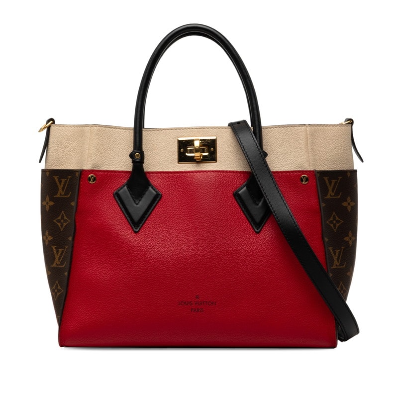 LOUIS VUITTON ルイ ヴィトン モノグラム オンマイサイド MM ルージュラビット ブラウン PVC レザー/ ハンドバッグ ショルダーバッグ 2WAY 244-77386 【中古】