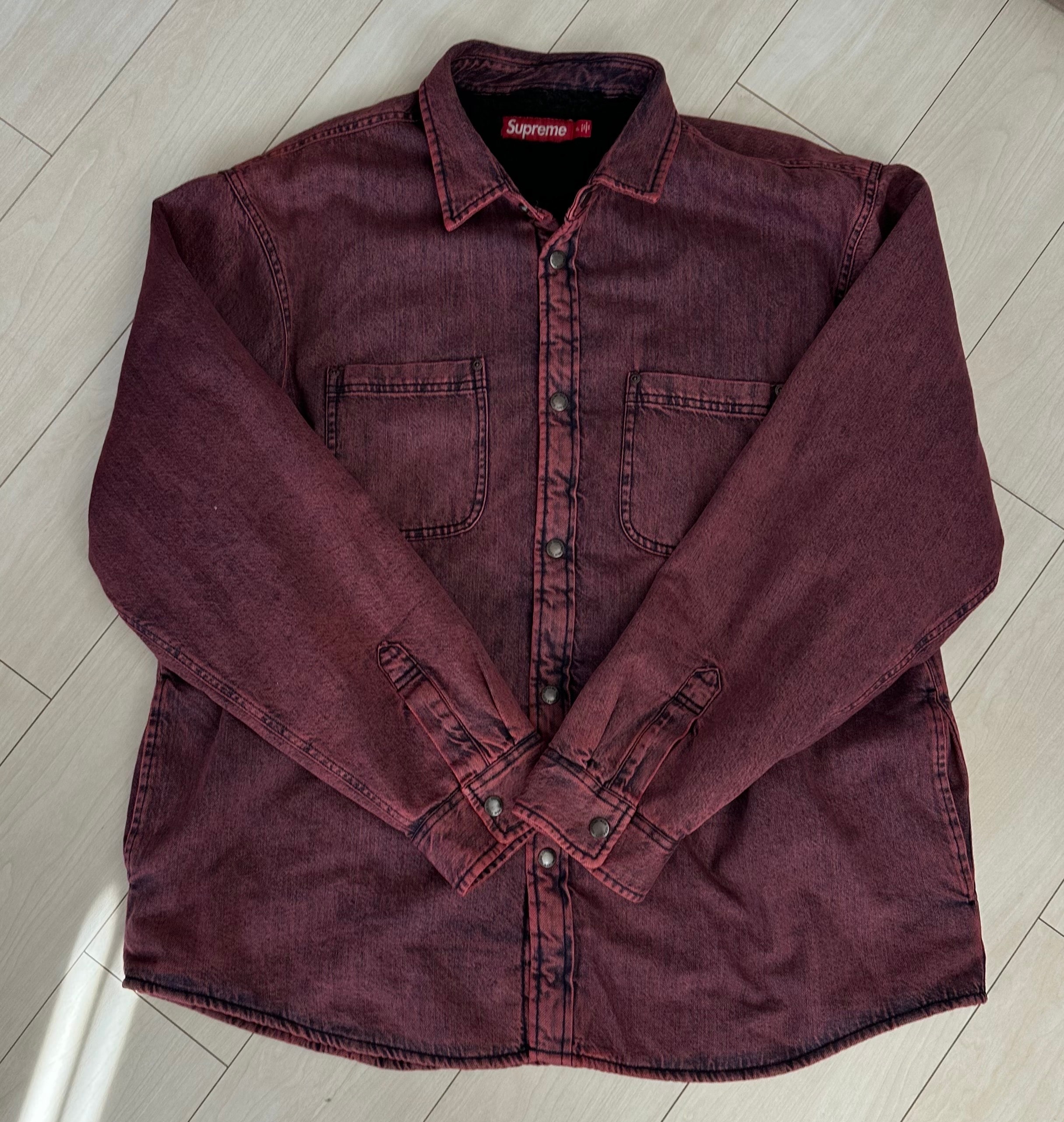 Supreme Shearling Lined Denim Work Shirt "Overdyed Pink" (25FW)