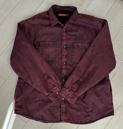 Supreme Shearling Lined Denim Work Shirt "Overdyed Pink" (25FW)
