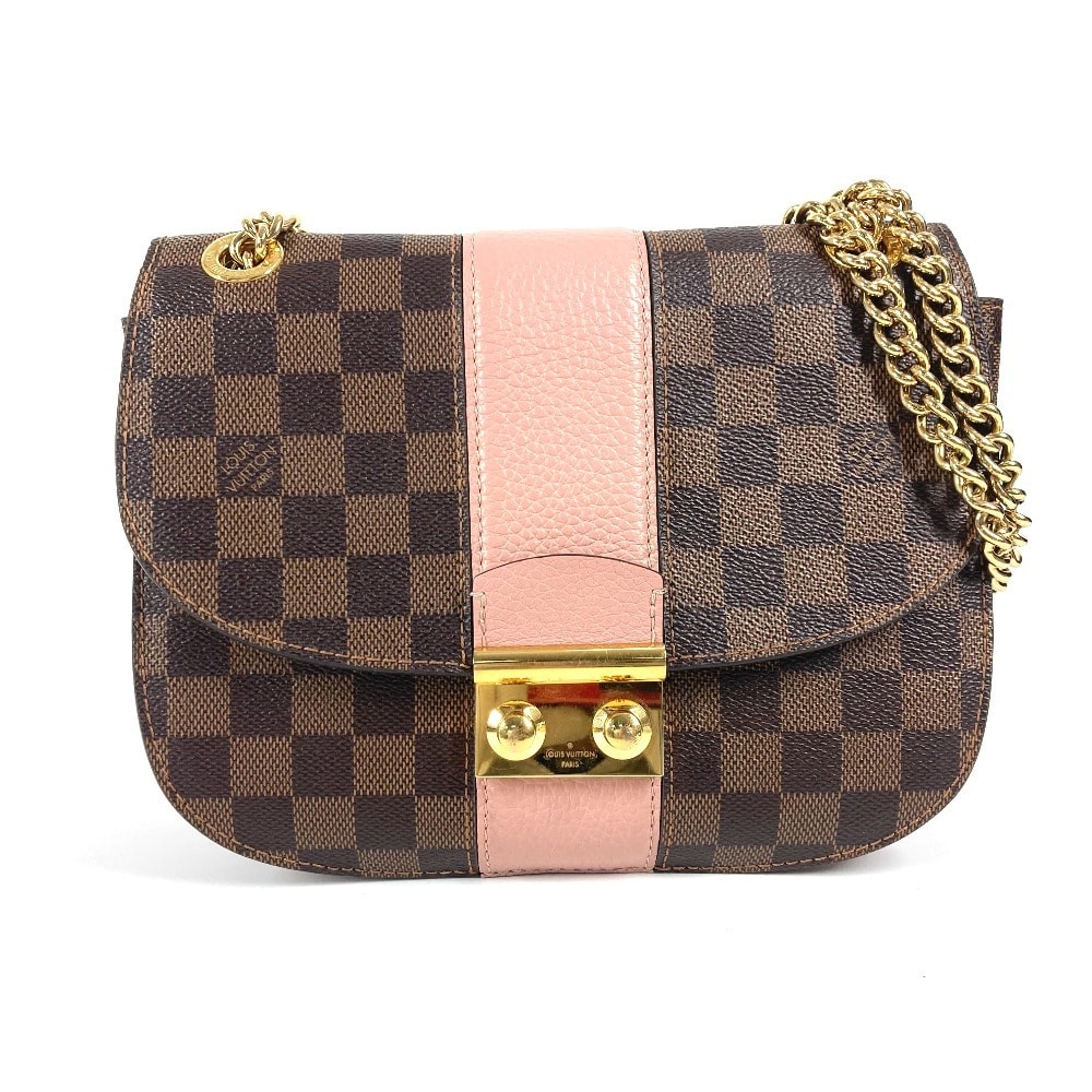 ルイヴィトン LOUIS VUITTON ワイト N64418 ダミエ カバン 斜め掛け フラップ ポシェット Wチェーン ショルダーバッグ ダミエキャンバス ピンク
