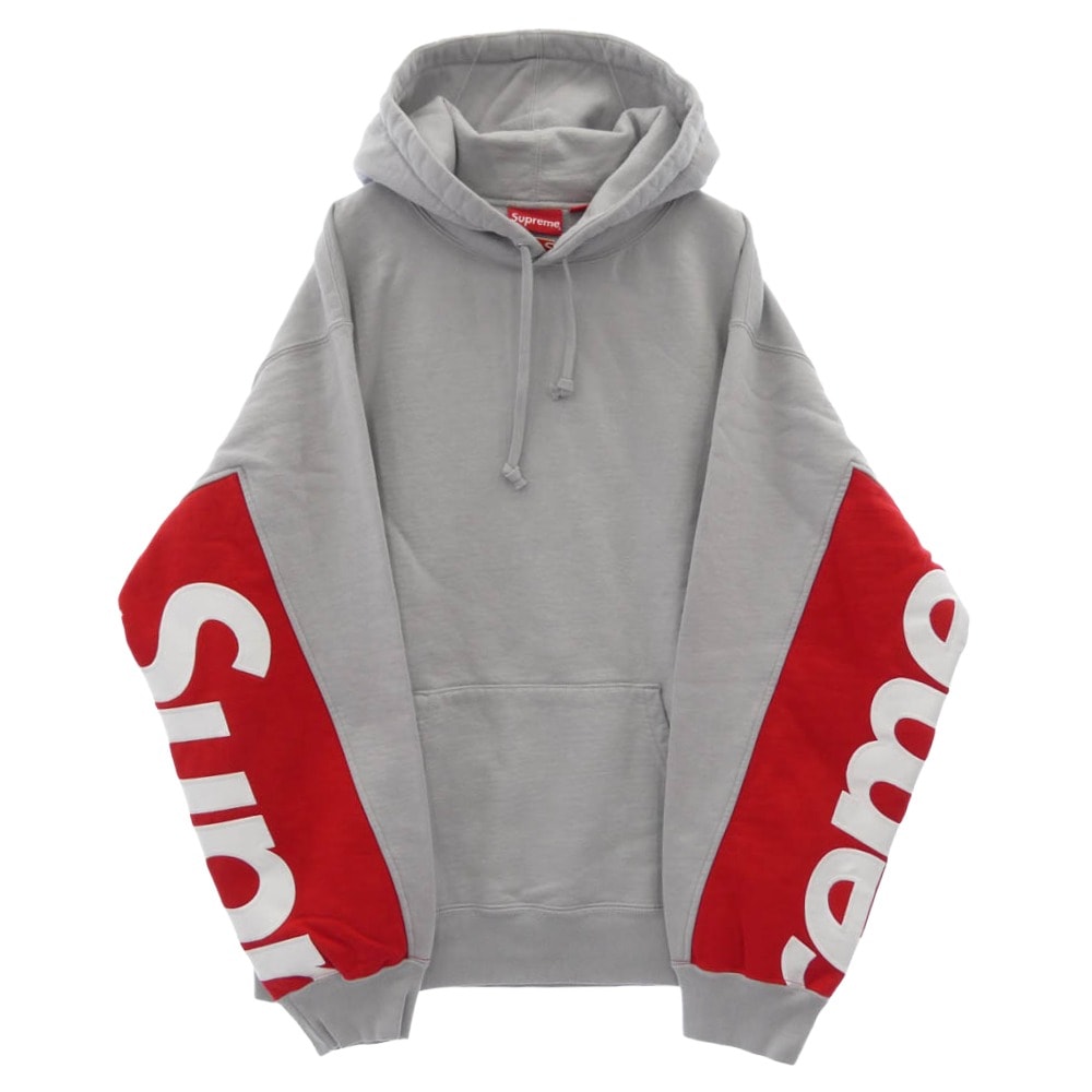 Supreme シュプリーム パーカー 22SS Cropped Panels Hooded Sweatshirt クロップド パネル フーディー スウェットシャツ フーディー パーカー グレー レッド系 ラベンダー系 L【美品】【中古】