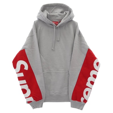 Supreme シュプリーム パーカー 22SS Cropped Panels Hooded Sweatshirt クロップド パネル フーディー スウェットシャツ フーディー パーカー グレー レッド系 ラベンダー系 L【美品】【中古】