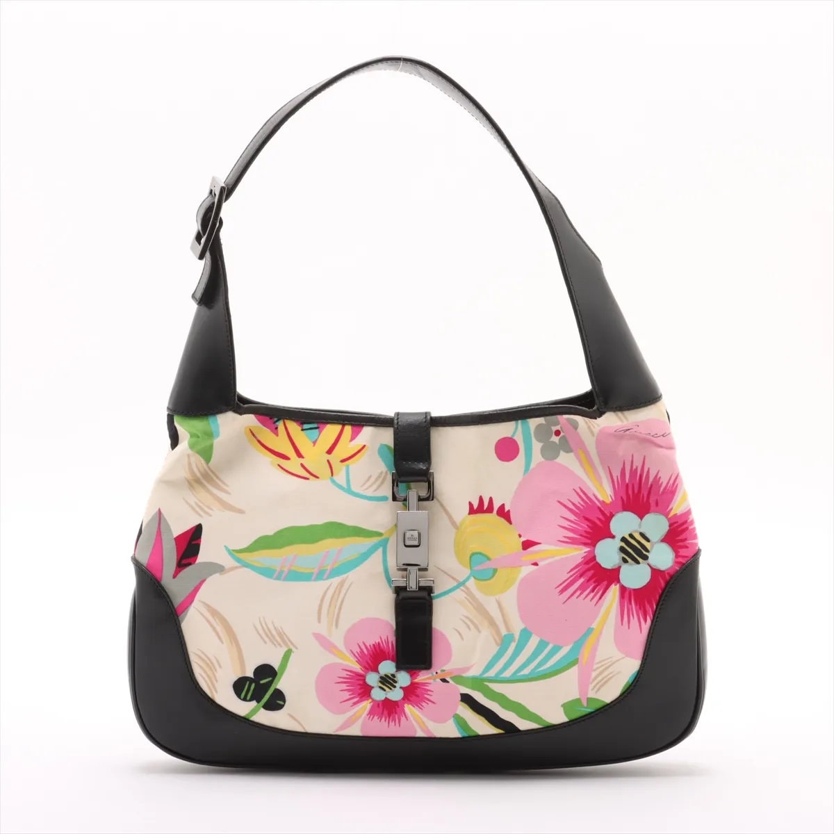 ■美品 グッチ ジャッキーショルダーバッグ レザー×キャンバス