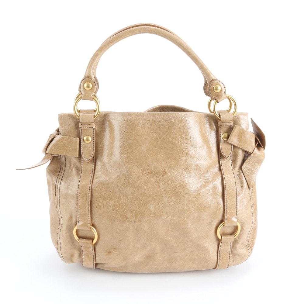 ■美品 ミュウミュウ サイド リボントート バッグ レザー