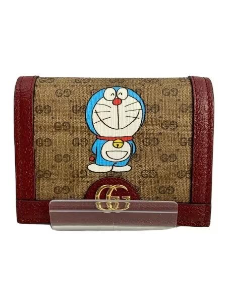 GUCCI x Doraemon GG Supreme Canvas Mini Wallet "Beige/Ebony/Cherry Red"