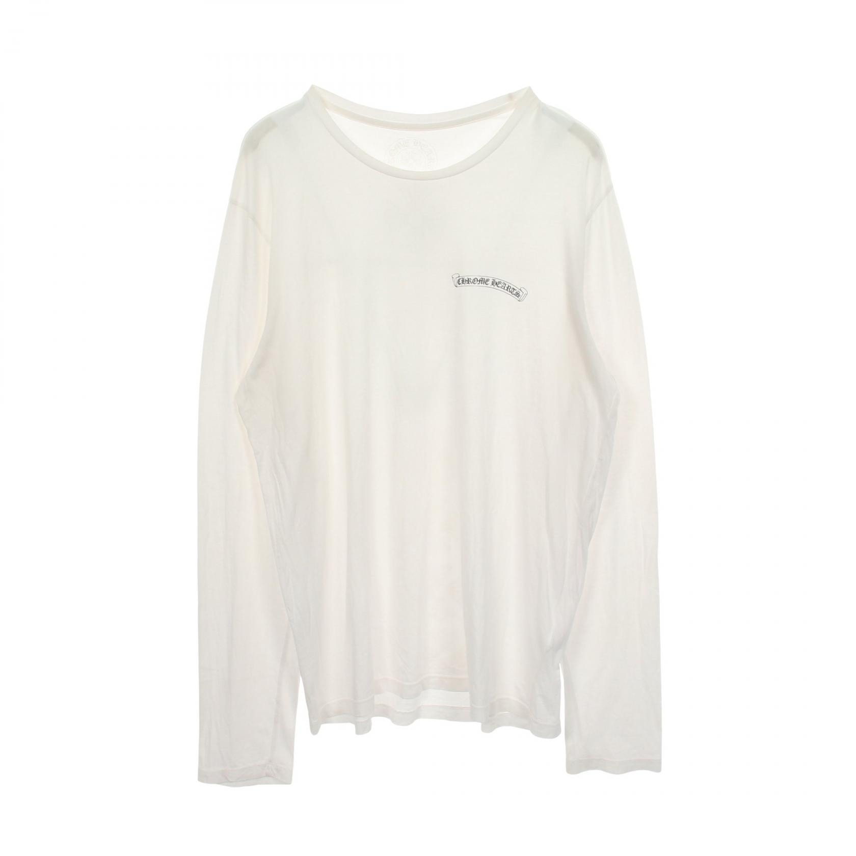 クロムハーツ CHROME HEARTS CHプラス スクロールラベル 長袖Tシャツ 衣料品 トップス コットン メンズ ホワイト系 【中古】