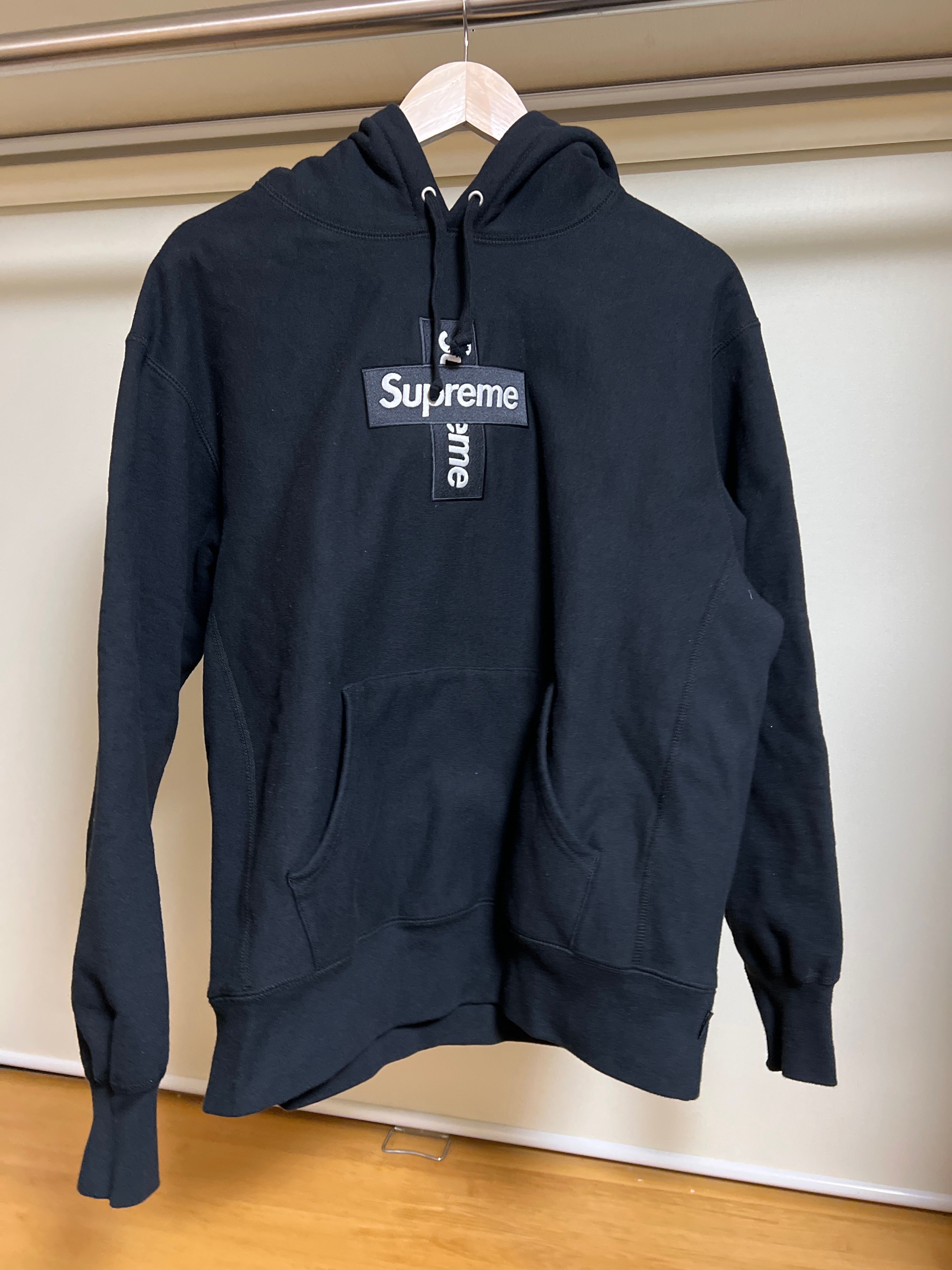 Supreme Cross Box Logo Hooded Sweatshirt "Black"