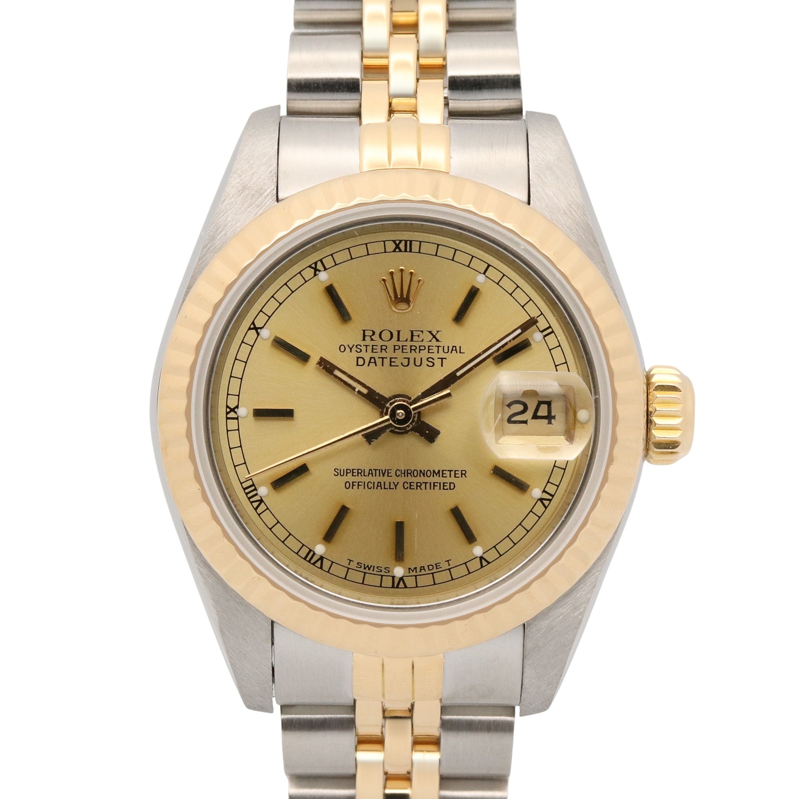 ロレックス ROLEX デイトジャスト L番 腕時計 時計 K18(イエローゴールド) ステンレススチール レディース ゴールド系 シャンパン/バー 69173 【中古】