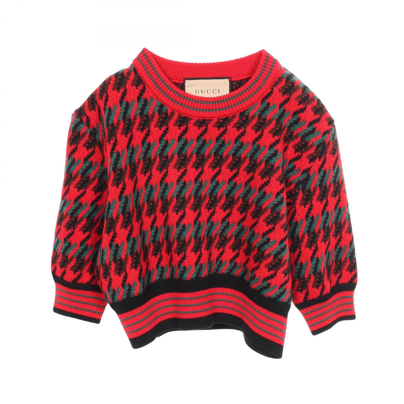 グッチ GUCCI 千鳥格子 クロップド ニット 衣料品 トップス ウール レディース レッド系 / ブラック系 / ブラウン系 650262 【中古】