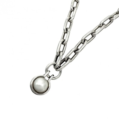 TIFFANY&Co. ティファニー ネックレス ハードウェア フレッシュウォーターパール 真珠 ジュエリー アクセサリー シルバー925 パール パール レディース 約80.8g【中古品】