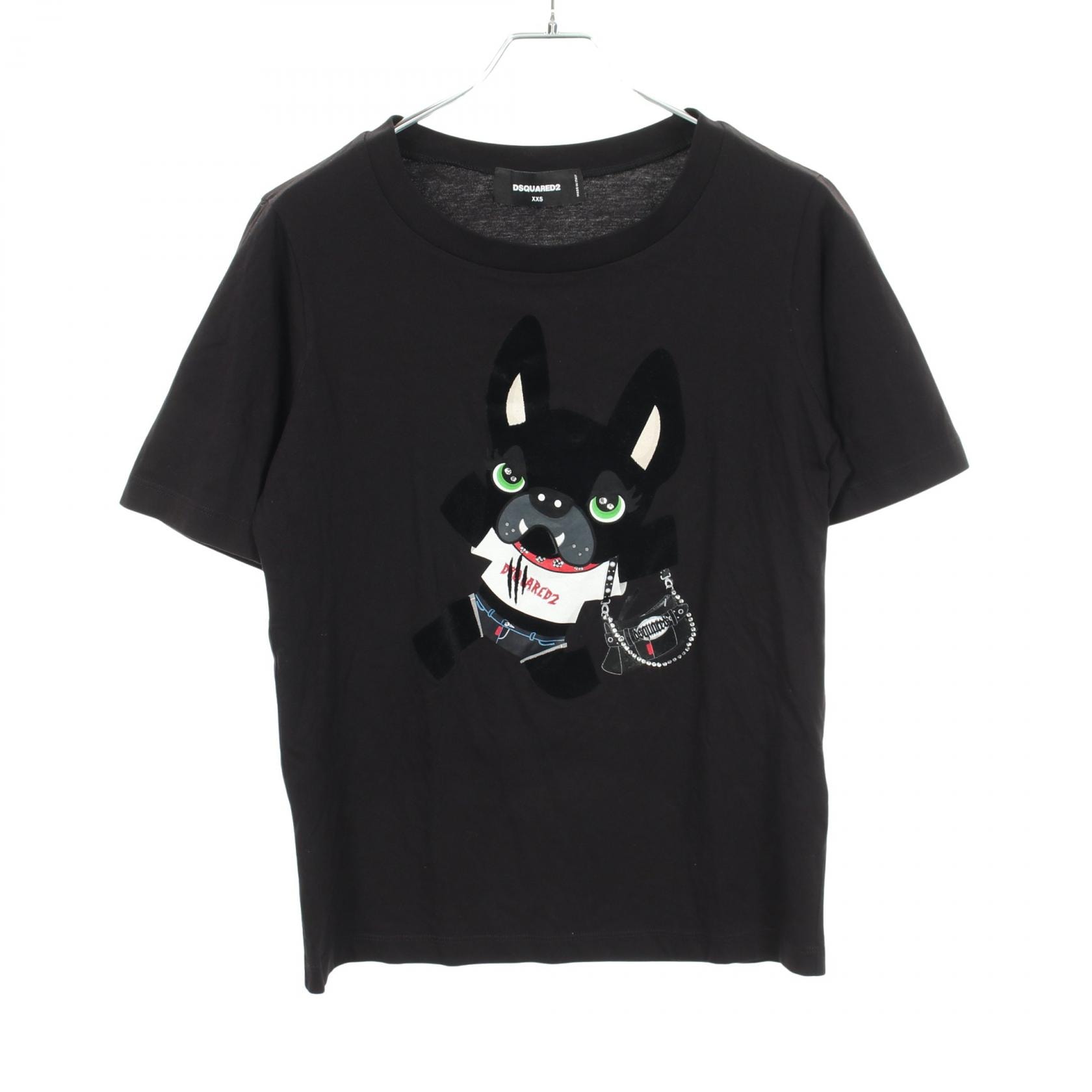 ディースクエアード DSQUARED2 ドッグ 半袖Tシャツ 衣料品 トップス コットン ラインストーン メンズ ブラック系 FS7254 【中古】