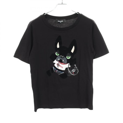 ディースクエアード DSQUARED2 ドッグ 半袖Tシャツ 衣料品 トップス コットン ラインストーン メンズ ブラック系 FS7254 【中古】