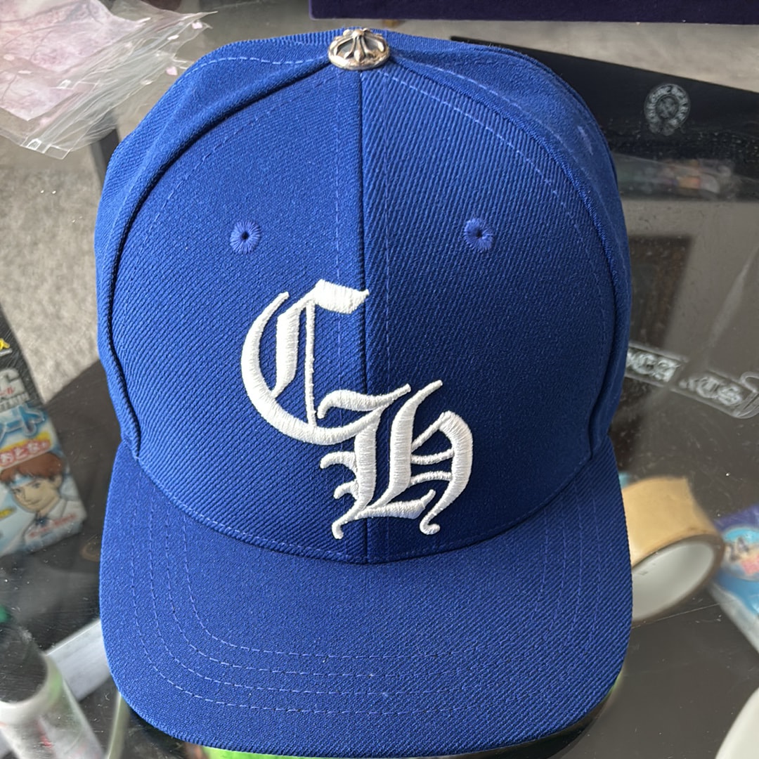Chrome Hearts 6 Panel On Field CH White Baseball Cap "Blue/Green"