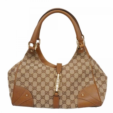 【6cd5110-k】グッチ ハンドバッグ GGキャンバス ニュージャッキー 124407 キャンバス ブラウン シャンパンゴールド金具【中古】レディース